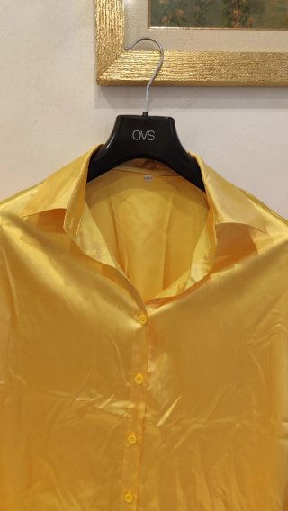 Camicia donna OVS raso effetto seta gialla L