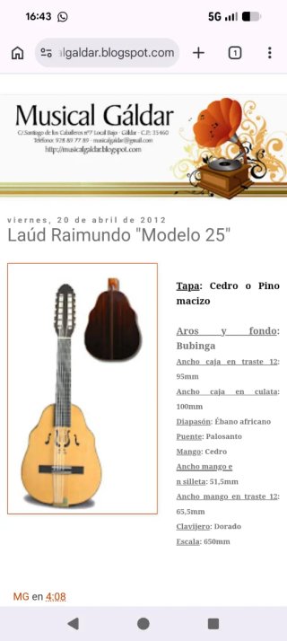 Laúd Raimundo "modelo 25" con funda Ortola.