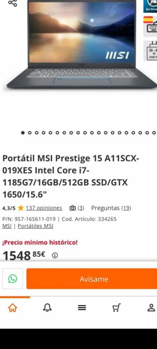 MSI Ordenador Portátil Negro y Azul