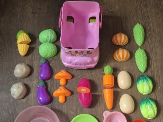 Set de frutas y verduras de plástico juguete coche