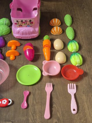 Set de frutas y verduras de plástico juguete coche