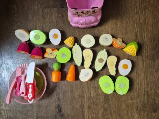 Set de frutas y verduras de plástico juguete coche