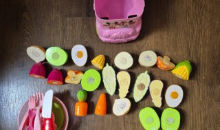 Set de frutas y verduras de plástico juguete coche
