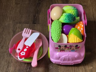 Set de frutas y verduras de plástico juguete coche