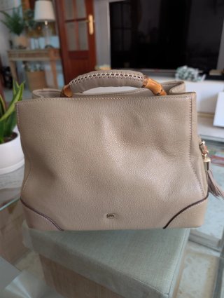 Bolso Purificación García Beige y negro de Piel