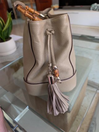 Bolso Purificación García Beige y negro de Piel