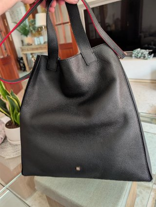 Bolso Purificación García Beige y negro de Piel