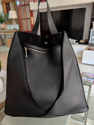 Bolso Purificación García Beige y negro de Piel