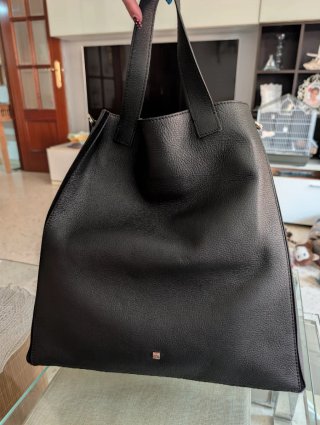 Bolso Purificación García Beige y negro de Piel