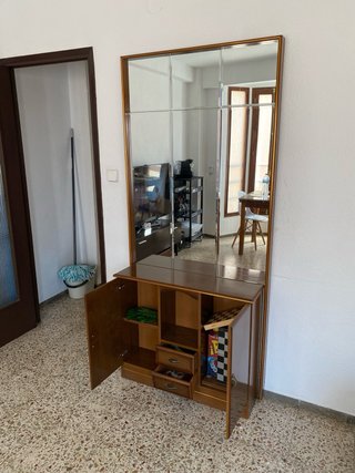 Mueble recibidor madera y espejo