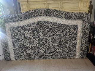 Cabecero cama 150cm tela beige y marrón con colcha