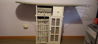 Mueble auxiliar plancha mimbre y tela
