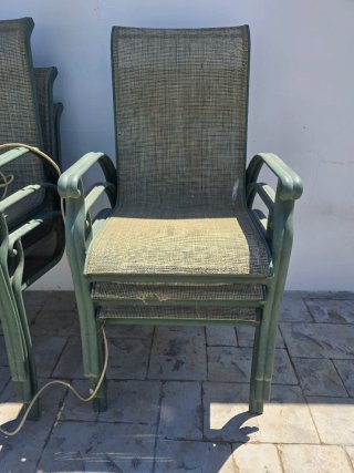 Mesa y 6 Sillas Jardín Cristal y Metal