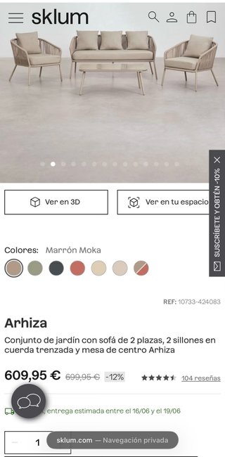Conjunto Jardín Terraza SKLUM Beige/Gris