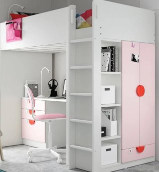 Litera IKEA con escritorio y armario