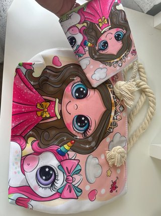 Bolsa de playa infantil princesa unicornio