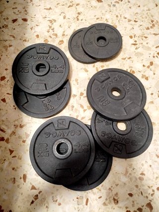 6 discos mancuernas Decathlon 2 kg, 2 discos 1 kg