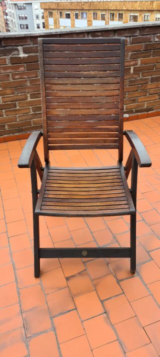 Sillón de teka plegable 3 posiciones