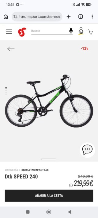 Bicicleta Infantil Negra y Verde DTB 240 Speed