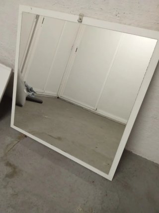 Lavabo de Baño Porcelana Blanco y Espejo
