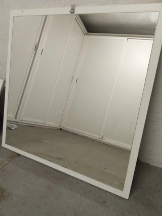 Lavabo de Baño Porcelana Blanco y Espejo