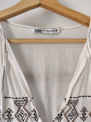 Vestido maxi blanco bordado étnico