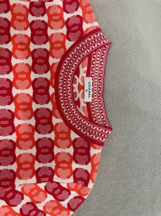 Vestido Chanel naranja y rojo