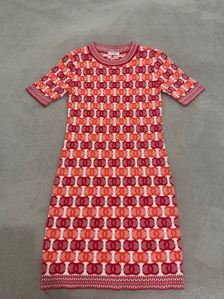Vestido Chanel naranja y rojo