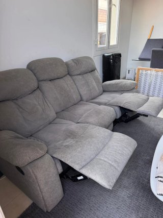 Sofá reclinable 3 plazas gris
