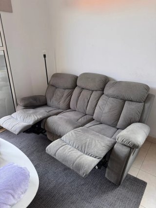 Sofá reclinable 3 plazas gris
