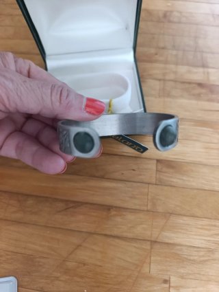 Brazalete Celta Plata y Piedra Verde