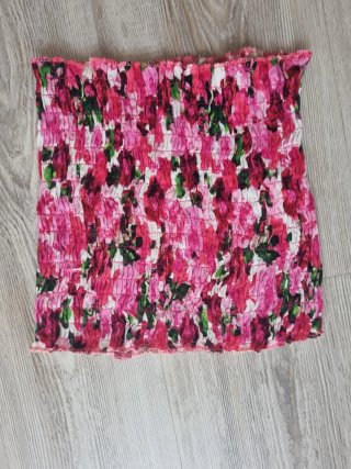 Top Fruncido Floral Rosa