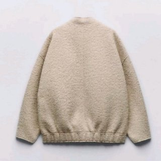 Chaqueta Bomber Zara Bouclé Talla Única Beige