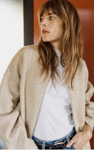 Chaqueta Bomber Zara Bouclé Talla Única Beige