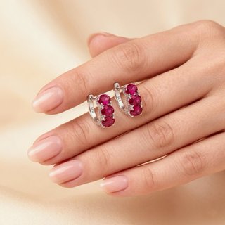 Pendientes Aro Ruby Rose Plata 925 Hechos a Mano