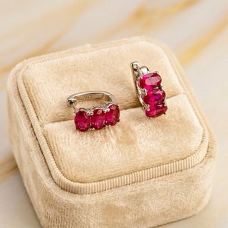 Pendientes Aro Ruby Rose Plata 925 Hechos a Mano