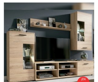Mueble de salón modular madera y cristal