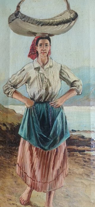 Oleo Jose Prida Sardinera de Gijon 1910-15