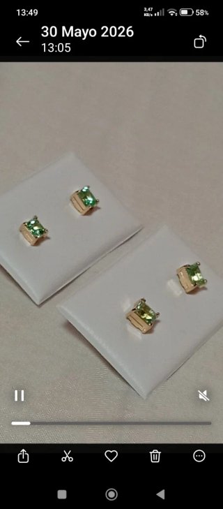 Pendientes oro 18k esmeralda colombiana
