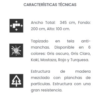 Sofá Chaiselong Gris Tela