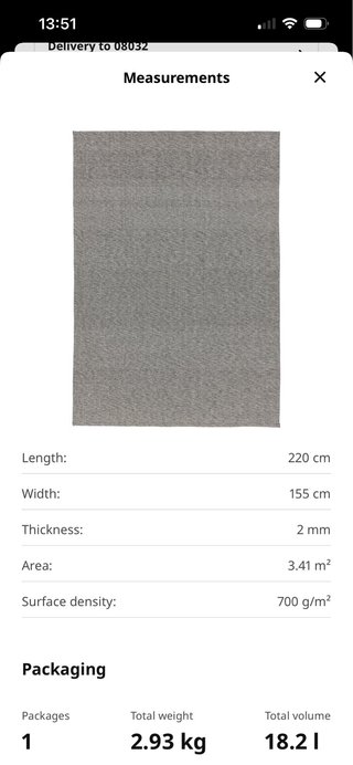 Alfombra TIPHEDE Ikea 155x220 cm
