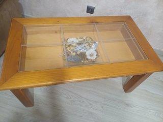 Mesa centro madera y cristal