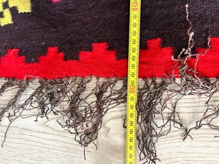 Tappeto Kilim Lana Nero e Rosso