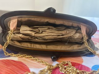 Pochette vintage pelle cuoio e oro
