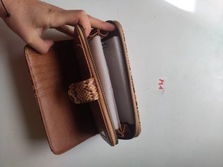 Cartera Piel Sintética Serpiente Beige/Marrón