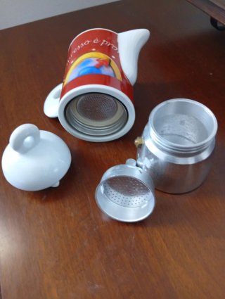 Caffettiera Moka 2 Tazze Porcellana/Metallo