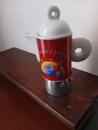 Caffettiera Moka 2 Tazze Porcellana/Metallo