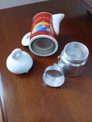 Caffettiera Moka 2 Tazze Porcellana/Metallo