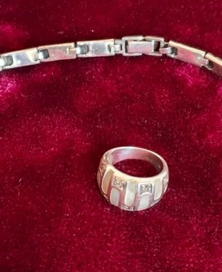 Conjunto Plata 925 y Nácar Collar y Anillo