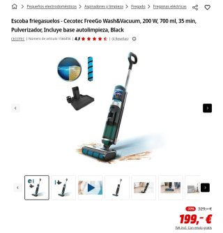 Escoba Fregasuelos Cecotec FreeGo Wash&Vacuum